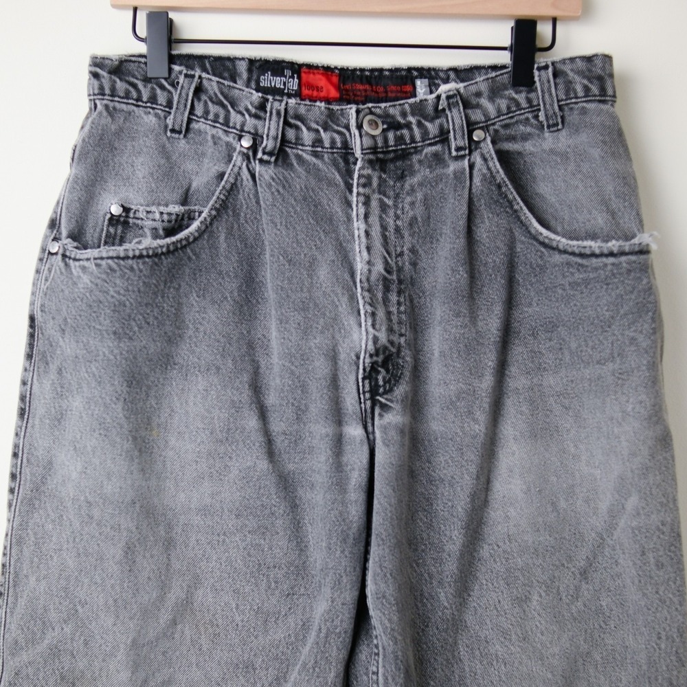 Vintage Levi's SilverTab Loose‎ Jeans 34x34 (31x32) Black Gray Y2K Baggy Skater - Picture 4 of 16